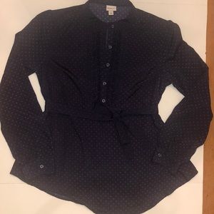 Tie at waist patterned blouse